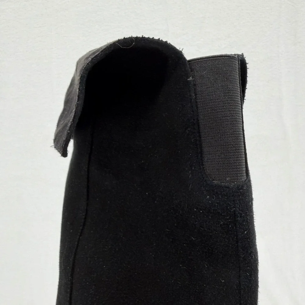Halogen Noble Black Suede Boots 9.5 Almond‎ Toe Over The Knee Block Heel